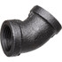 USA Industrials ZUSA-PF-15600 Black Pipe Fittings; Fitting Type: Elbow ; Fitting Size: 3/8" ; End Connections: NPT ; Material: Malleable Iron ; Classification: 150 ; Fitting Shape: 450 Elbow