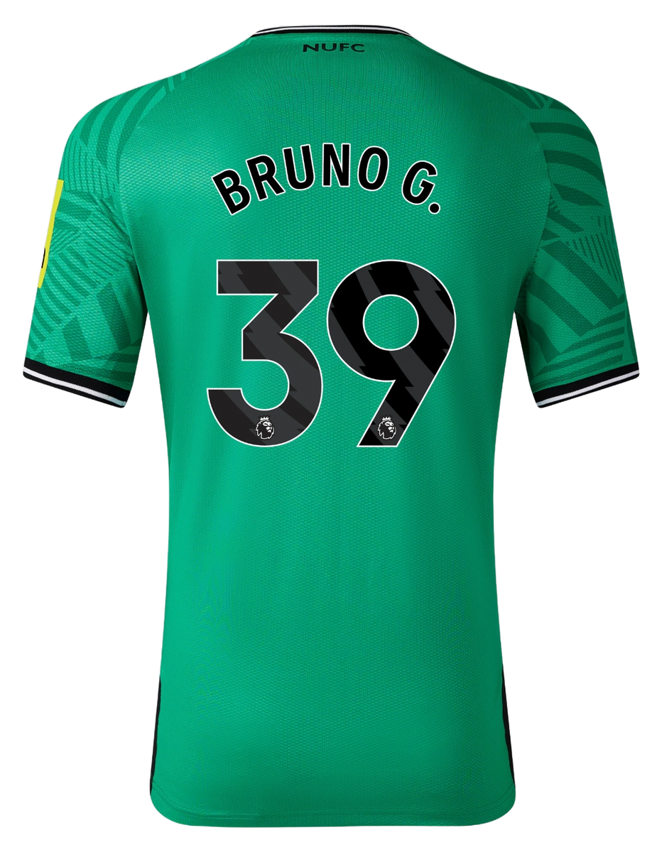 BRUNO G. #39 Newcastle United 23/24 Kid's Away Shirt and Shorts - PL Font