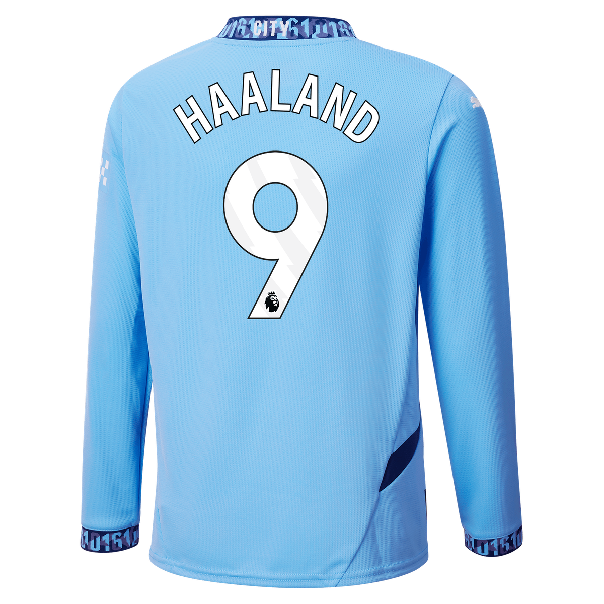 HAALAND #9 Manchester City 24/25 Men's Home Long Sleeve Shirt - PL Font