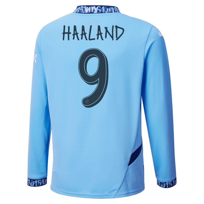 HAALAND #9 Manchester City 24/25 Men's Home Long Sleeve Shirt - Man City Font