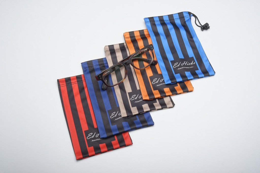 Mini Beach Bag - Soft Glasses Case - Microfibre Pouch with Drawstring - Gold & Black Stripes