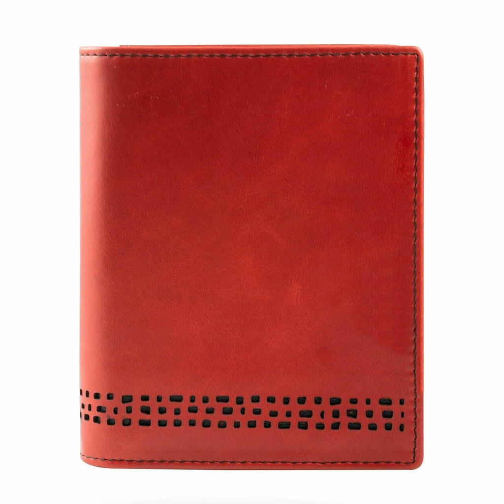 Ed Hicks Bifold Wallet for Men - RFID Blocking - Premium Real Leather - Red and Black