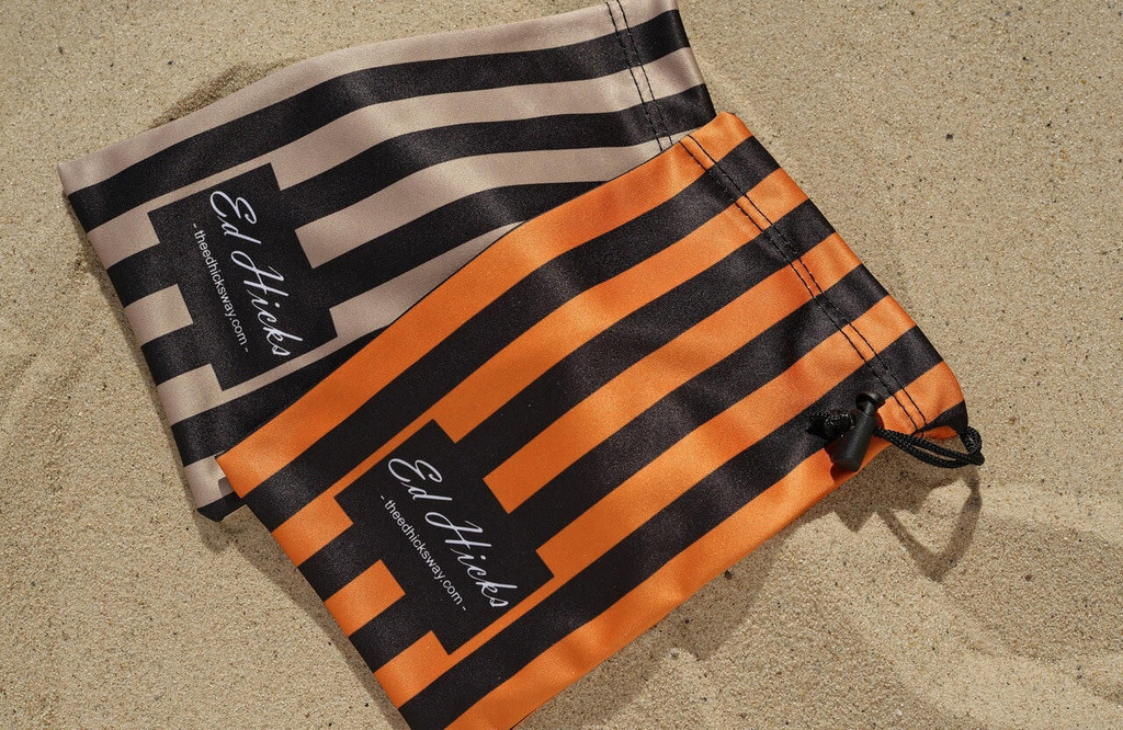 Soft Microfibre Sunglasses case in Striped orange and black