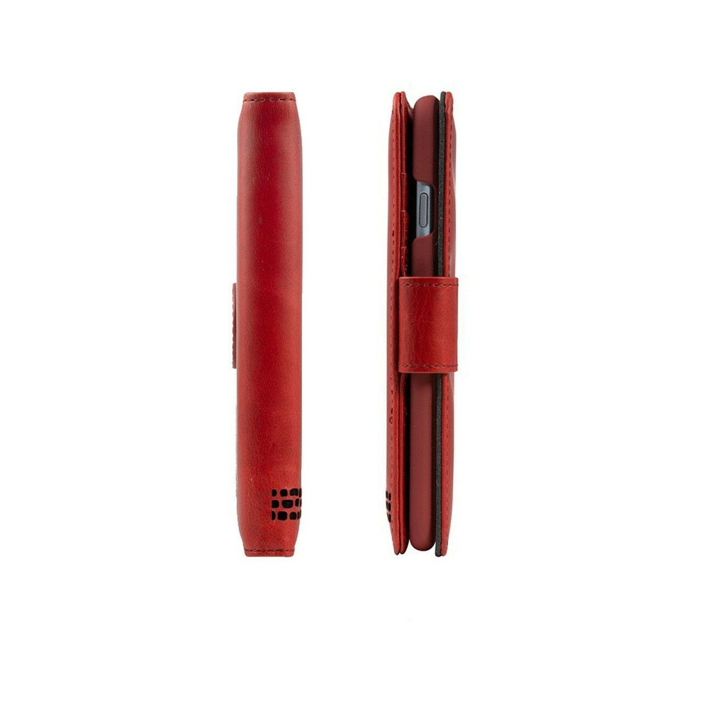 iPhone 12 Pro Real Leather Wallet Phone Case Red