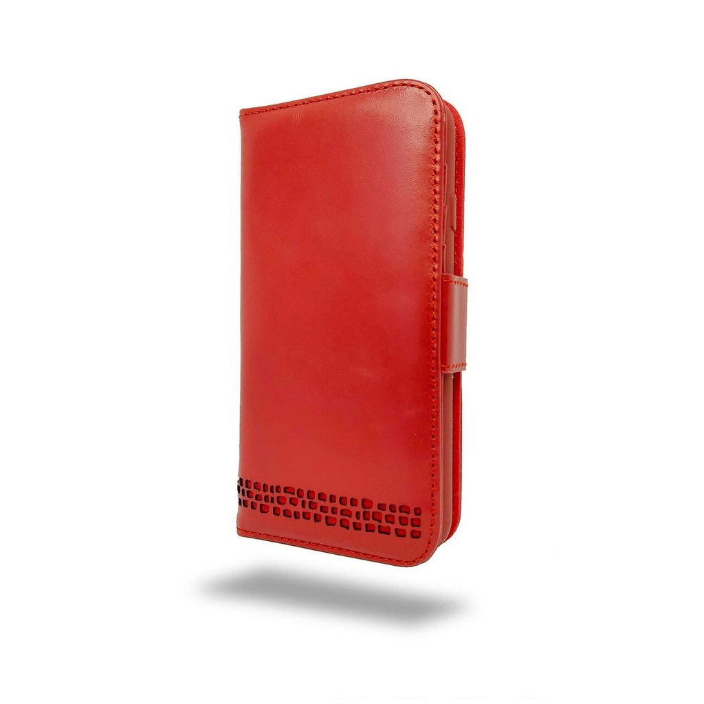 "Rila" iPhone 12 Wallet Phone Case - Premium Real Leather - Red