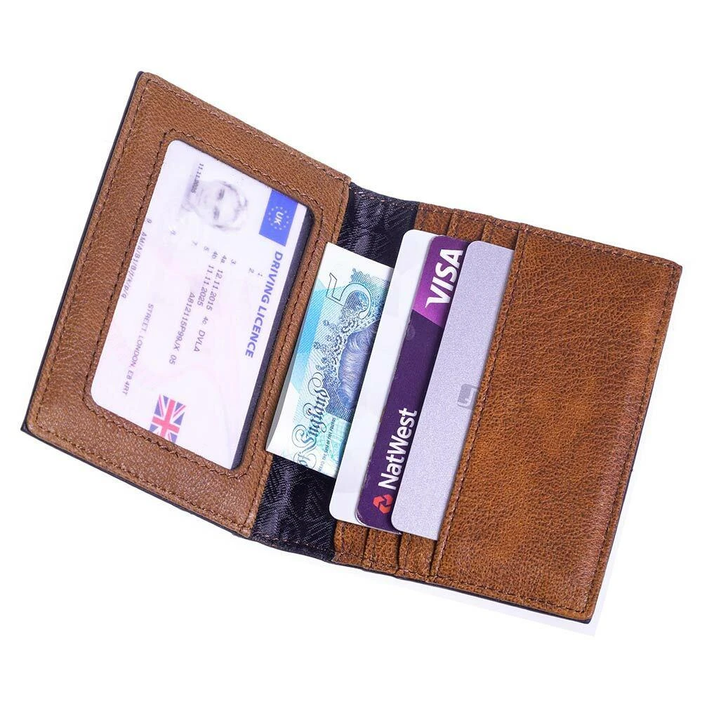 Compact wallet for men in brown leather