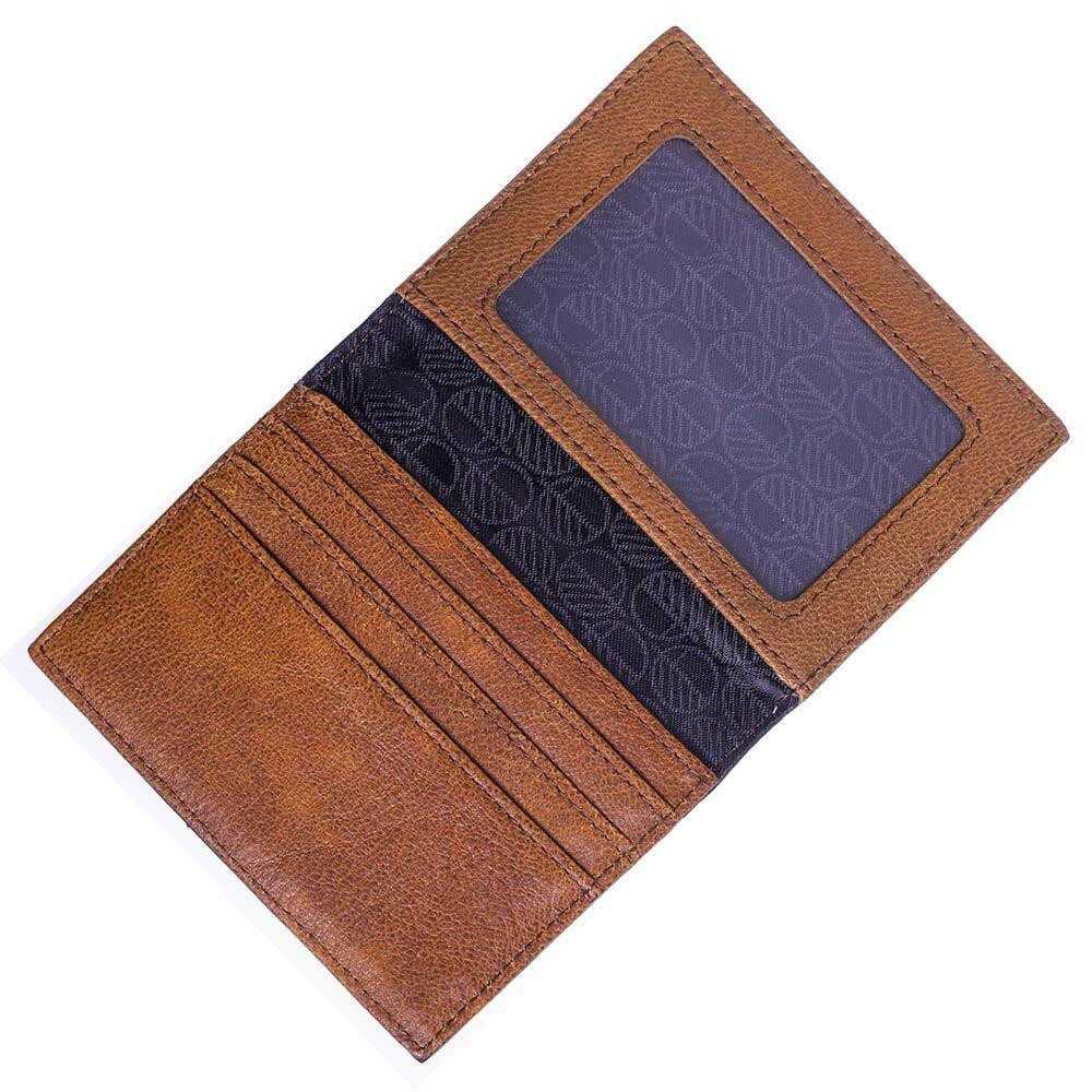Premium leather card holder in rustic brown
