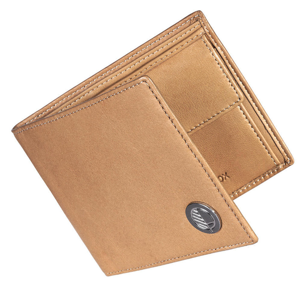 Drew Lennox men’s English leather bifold wallet in tan