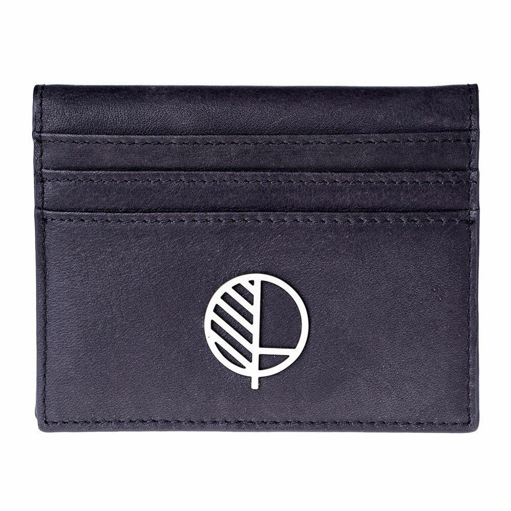 Men's Compact Leather Wallet Card Holder in Charcoal Black