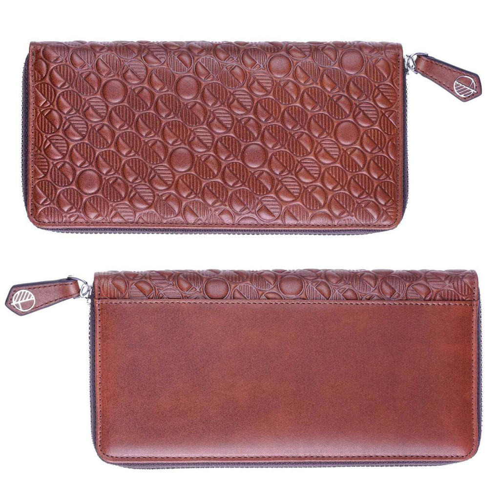 Brown Genuine Leather Zip Around Purse and Card Holder for Women