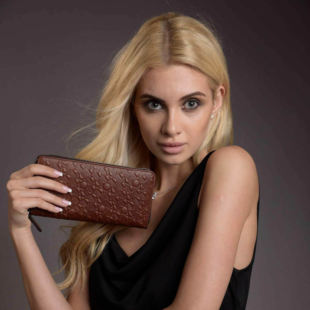 Luxury Brown Leather Purse and Card Holder for Women