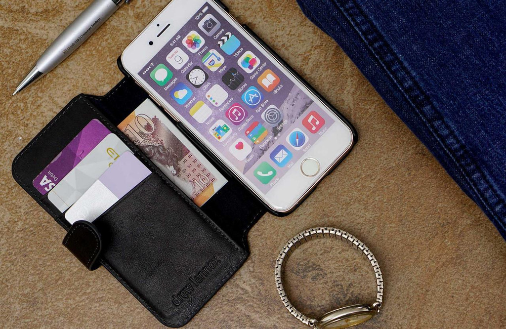 iPhone 5 charcoal black leather card holder case