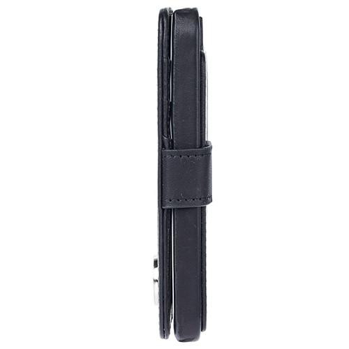 Luxury leather wallet case for iPhone 5 in black