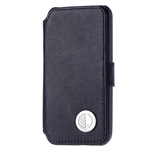 iPhone 5 charcoal black leather wallet case front view