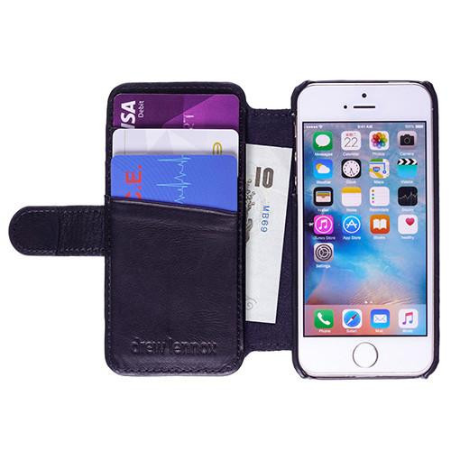 iPhone 5 wallet case in charcoal black leather