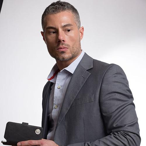 iPhone 5 black leather folio wallet case