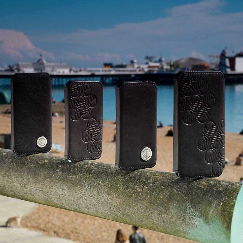 Luxury black embossed leather folio case for iPhone 6/6S