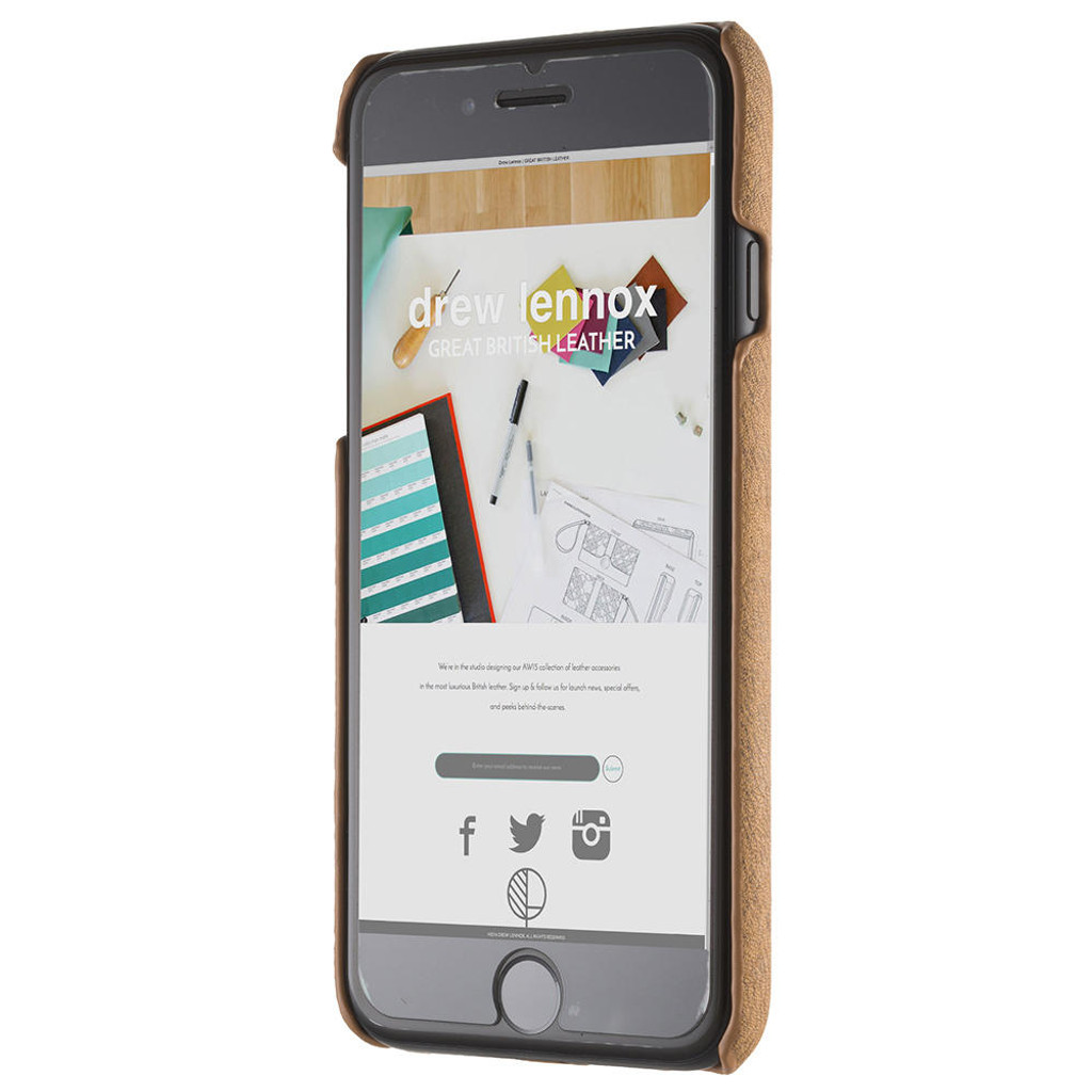 Slim tan leather back case for iPhone 8