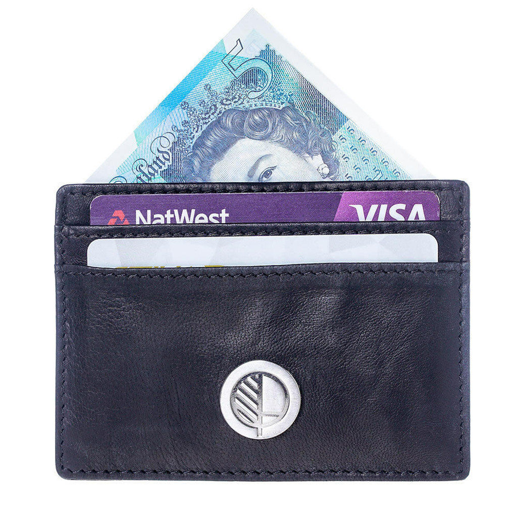 Premium British slim card holder in black leather