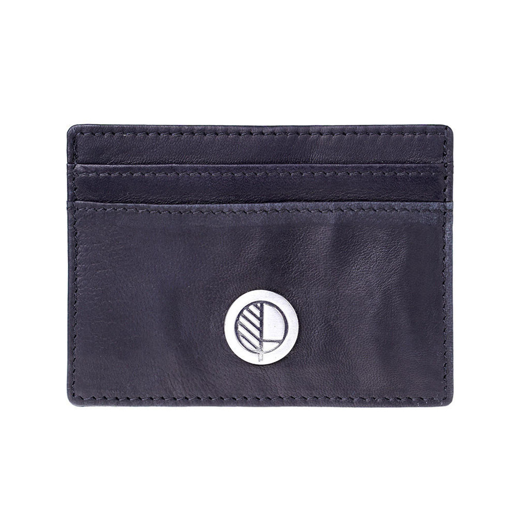 British leather slim card holder in Verglas Black