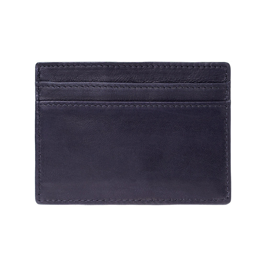 Elegant black leather slim card holder UK design