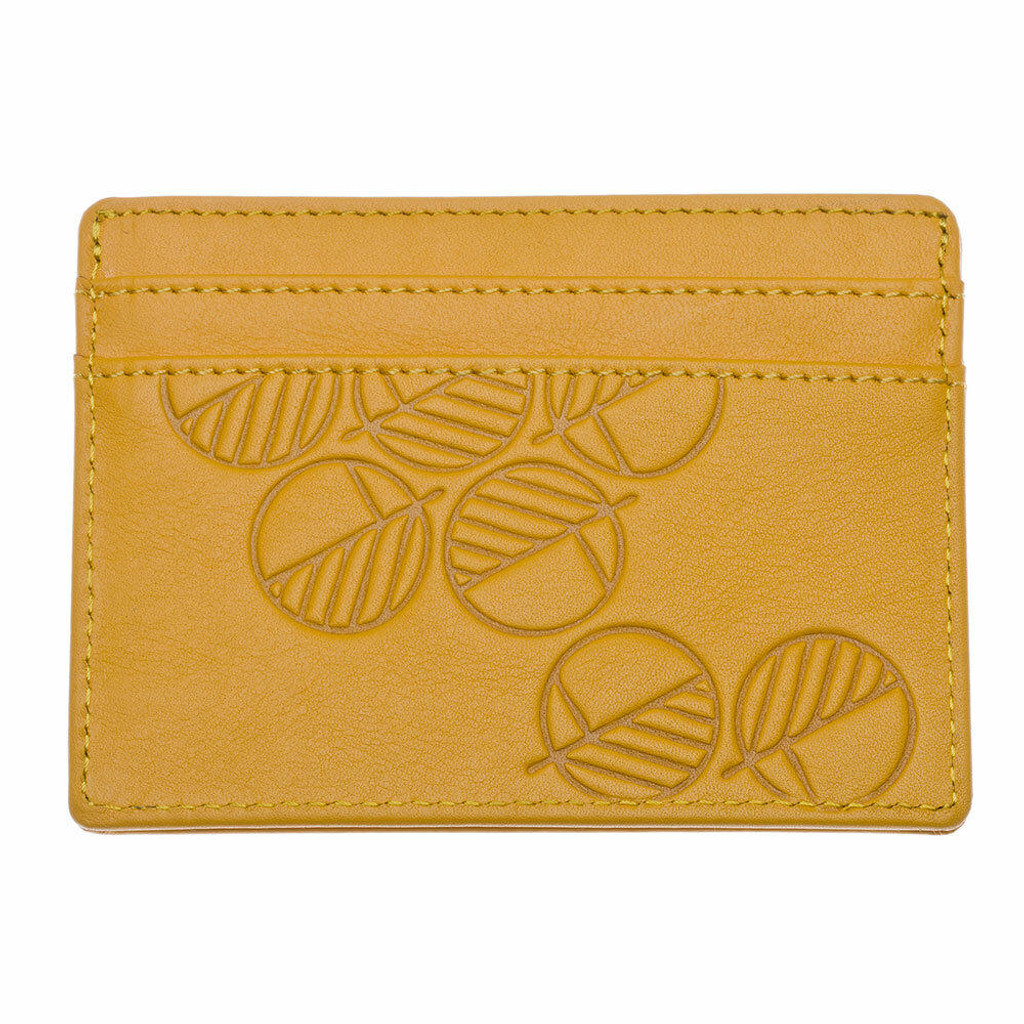 Compact British leather yellow card wallet