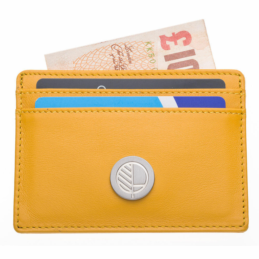 Premium leather slim yellow card holder