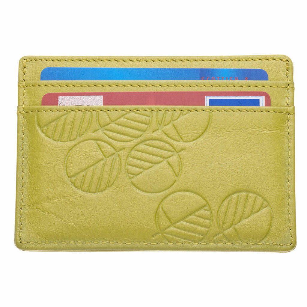 British-made lime leather card wallet