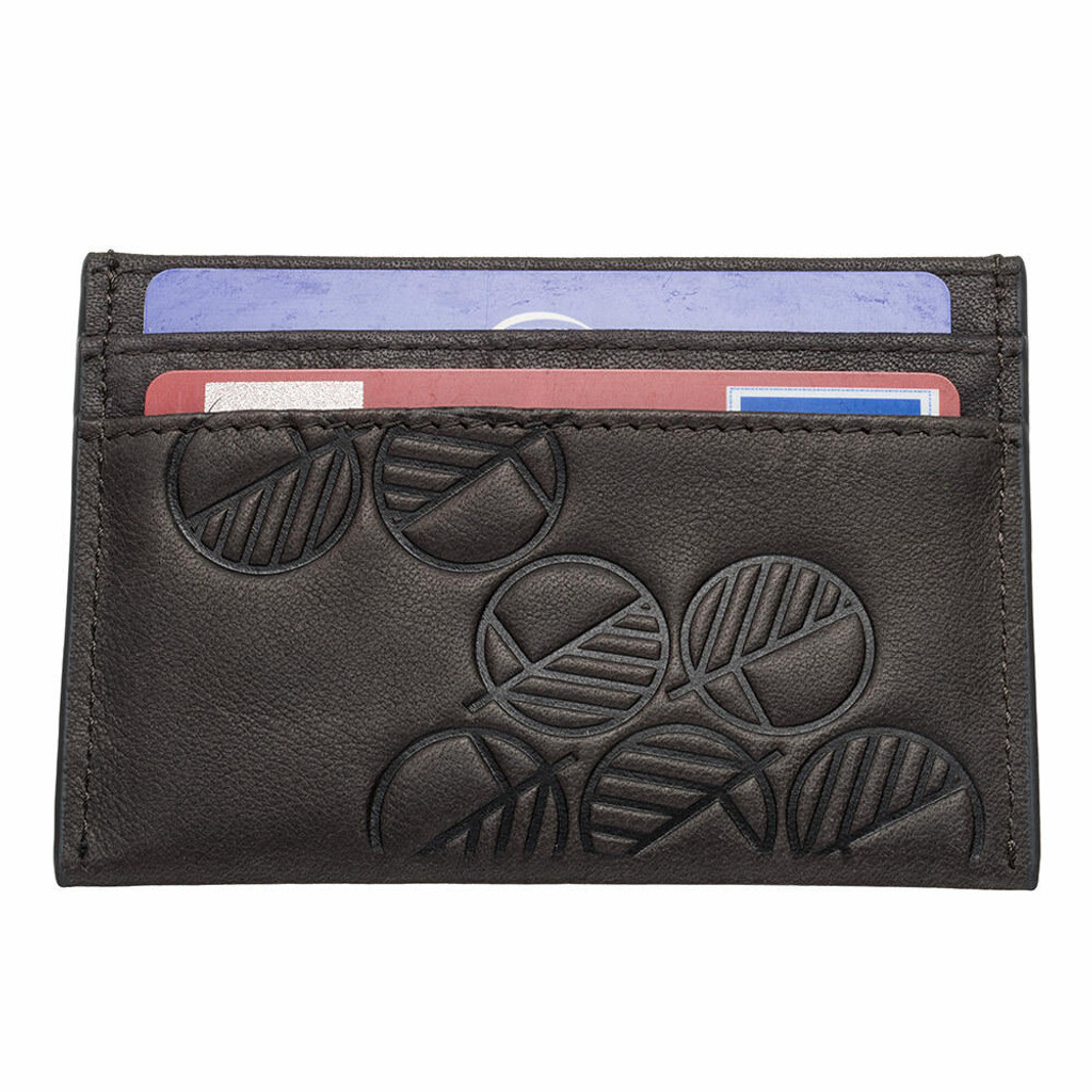 Waxed Cowhide Slim Card Holder in Black