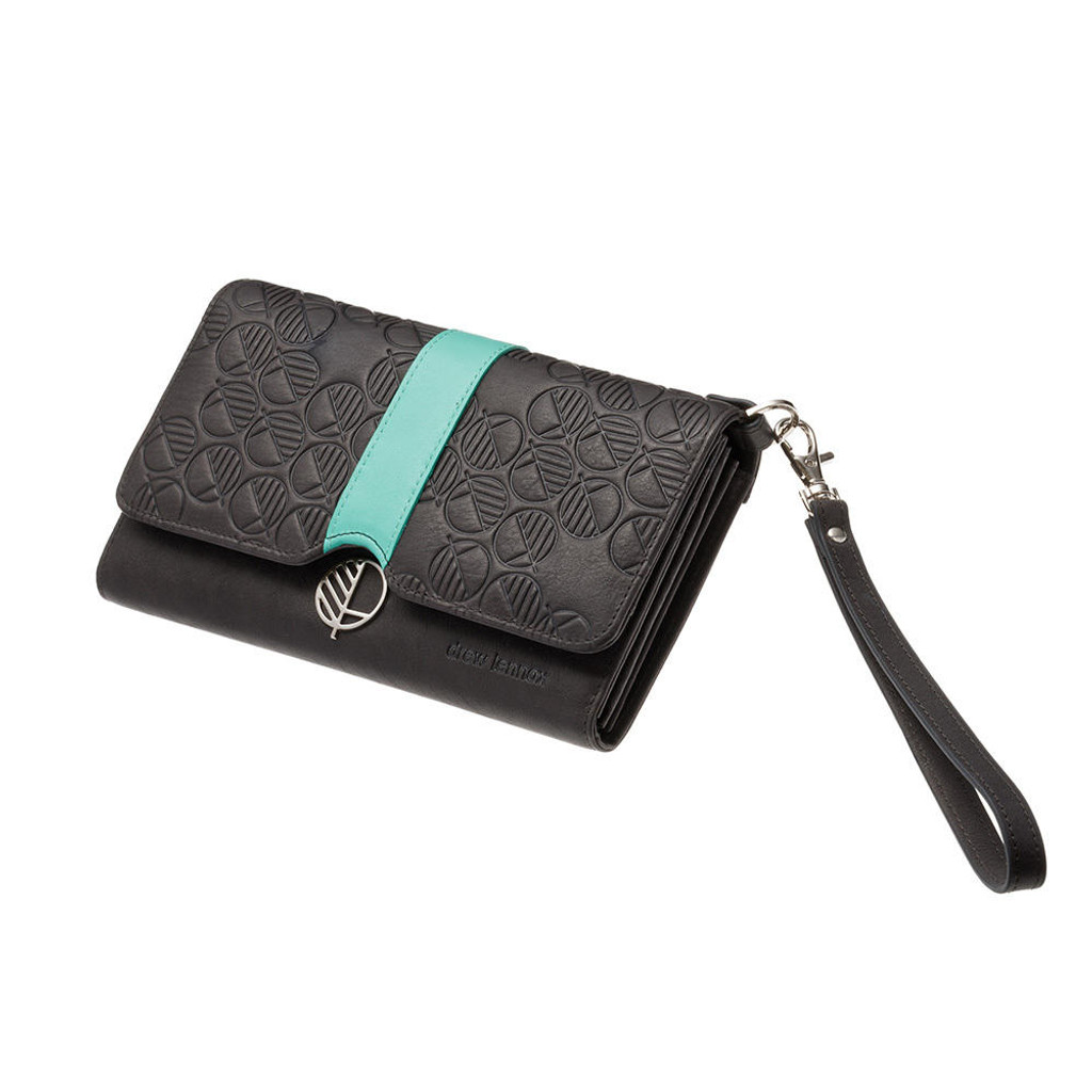 Stylish British leather clutch bag for travel