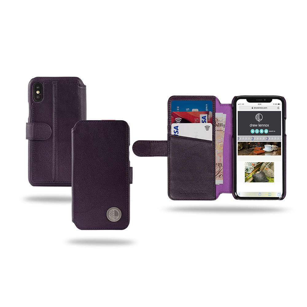 Protective leather wallet case for iPhone X and XS