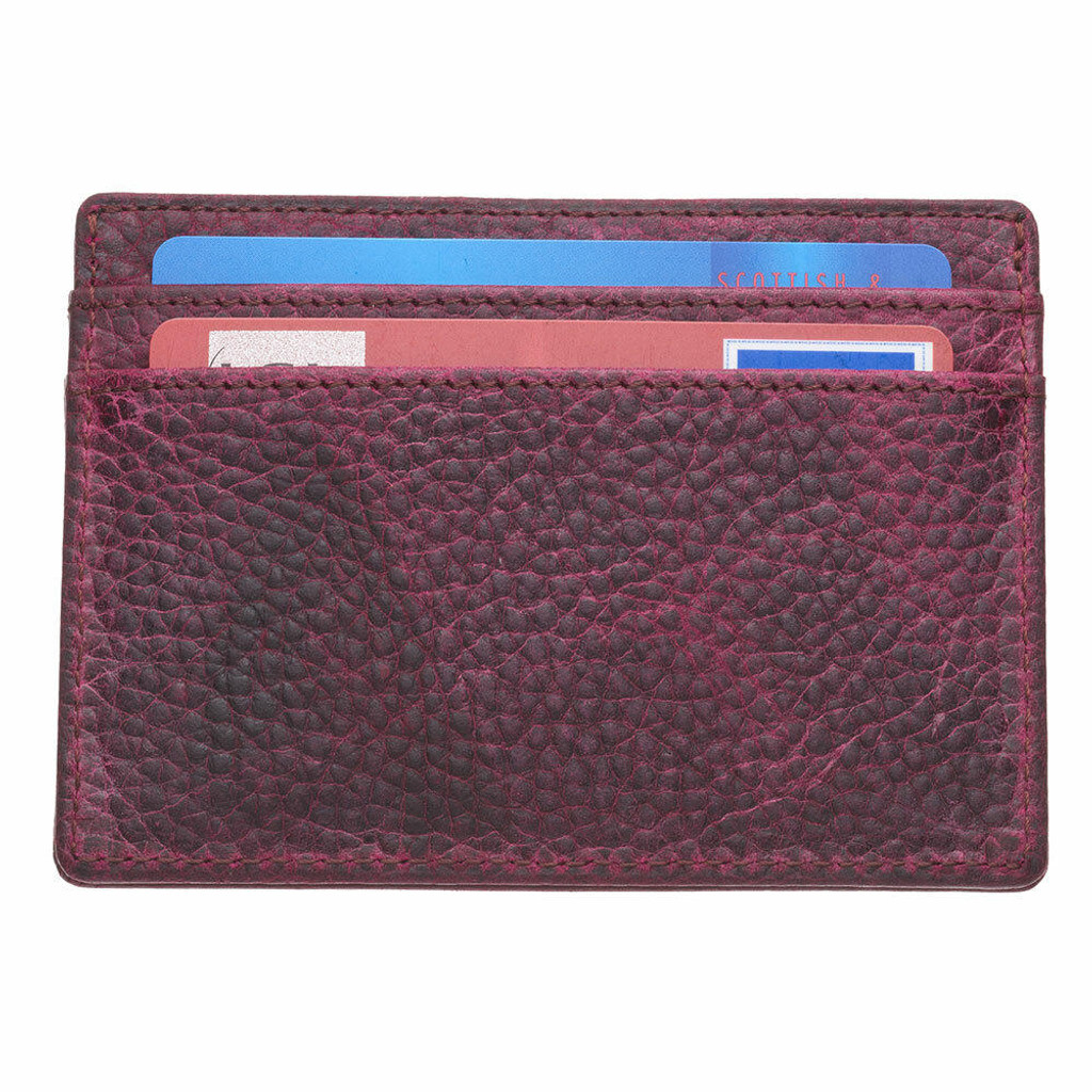 Women's Genuine British Leather Slim Credit Card Holder in Textured Purple -Drew Lennox