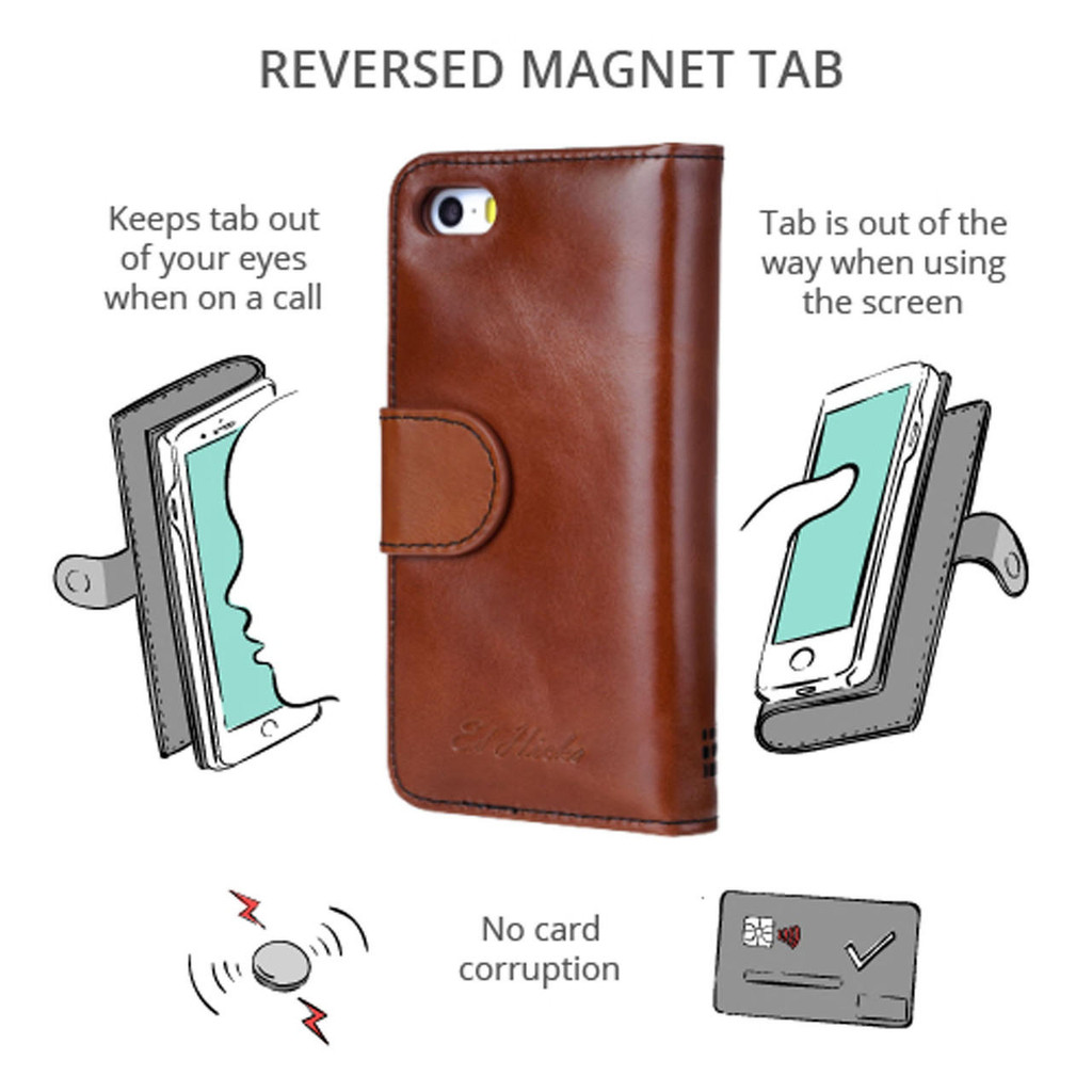 Close-up of Royale iPhone XR leather wallet case with wrist strap