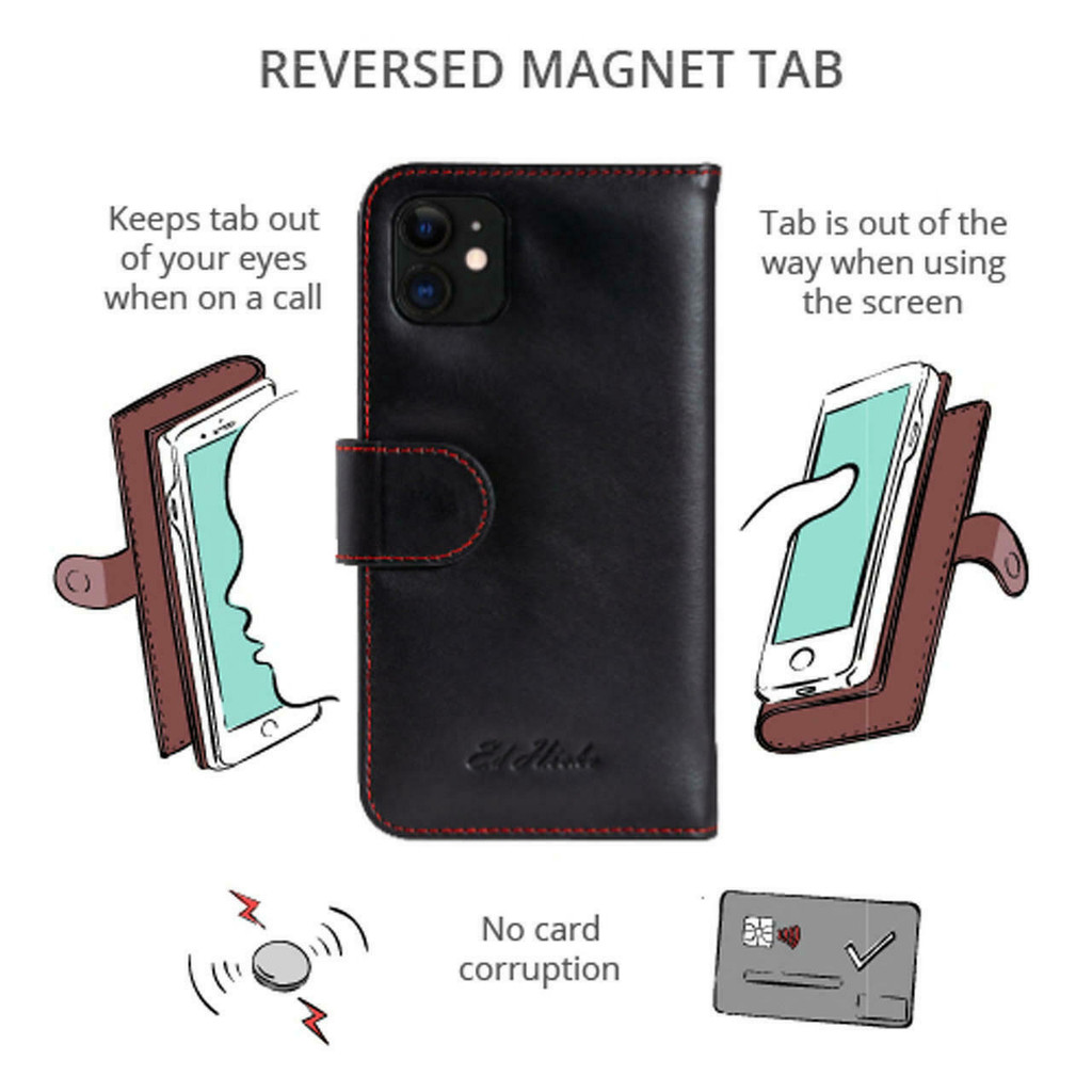 Royale case on flat surface showing stitching and texture