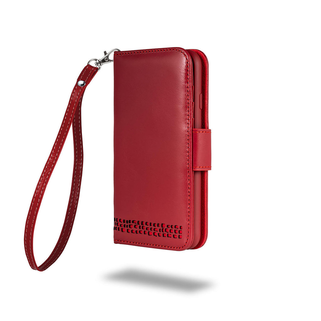 Royale leather wallet case for iPhone 13 Mini lying flat