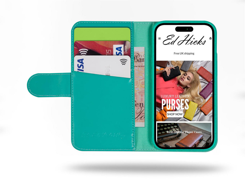 Personalised "Rila" iPhone 15 leather wallet case with custom initials