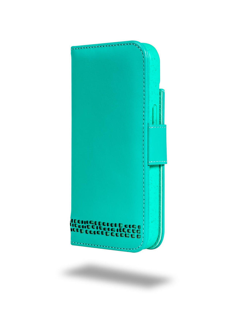 Rila iPhone 15 Plus turquoise leather wallet case for women
