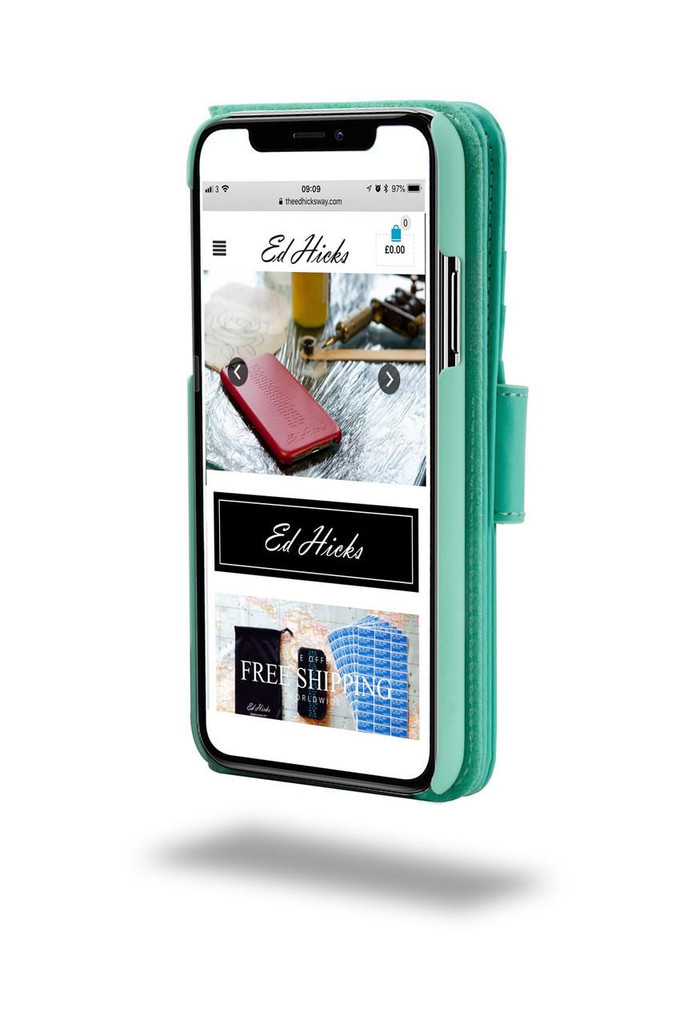 Genuine leather flip wallet case for iPhone 16 Plus with card holder