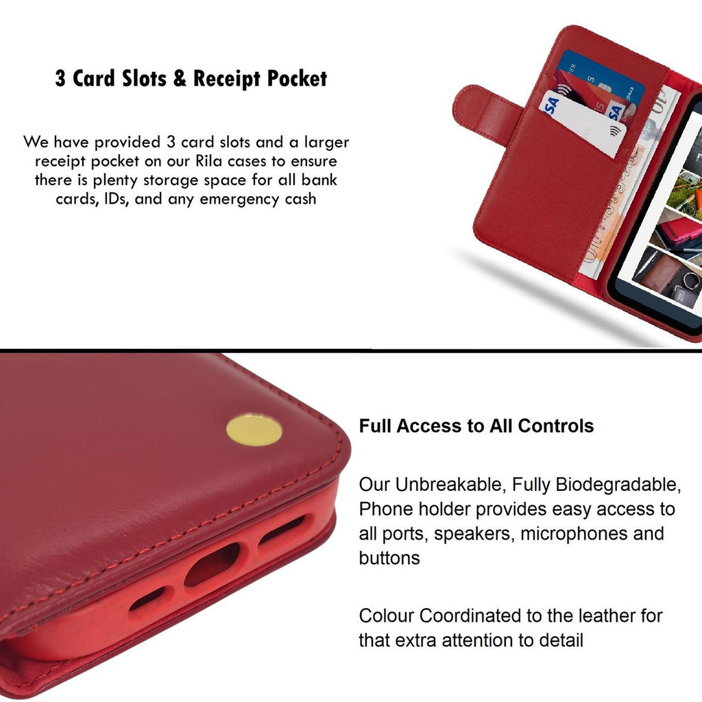 "Rila" iPhone SE (2022/2020) Wallet Flip Case - Premium Real Leather