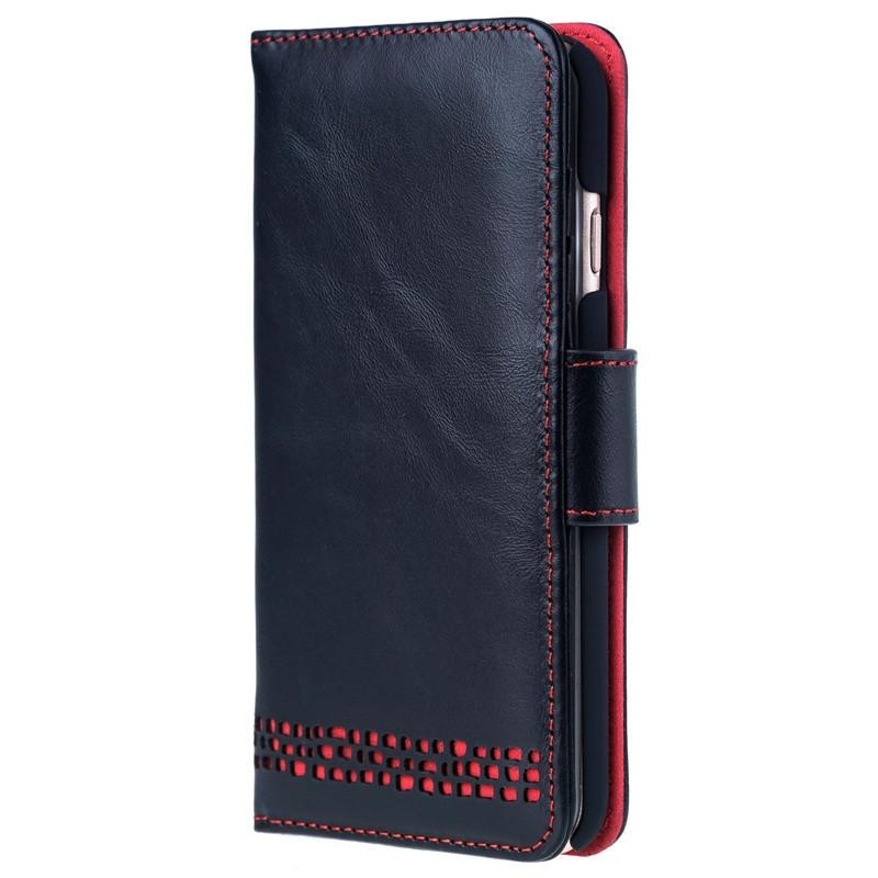 black leather iPhone 17 wallet flip case