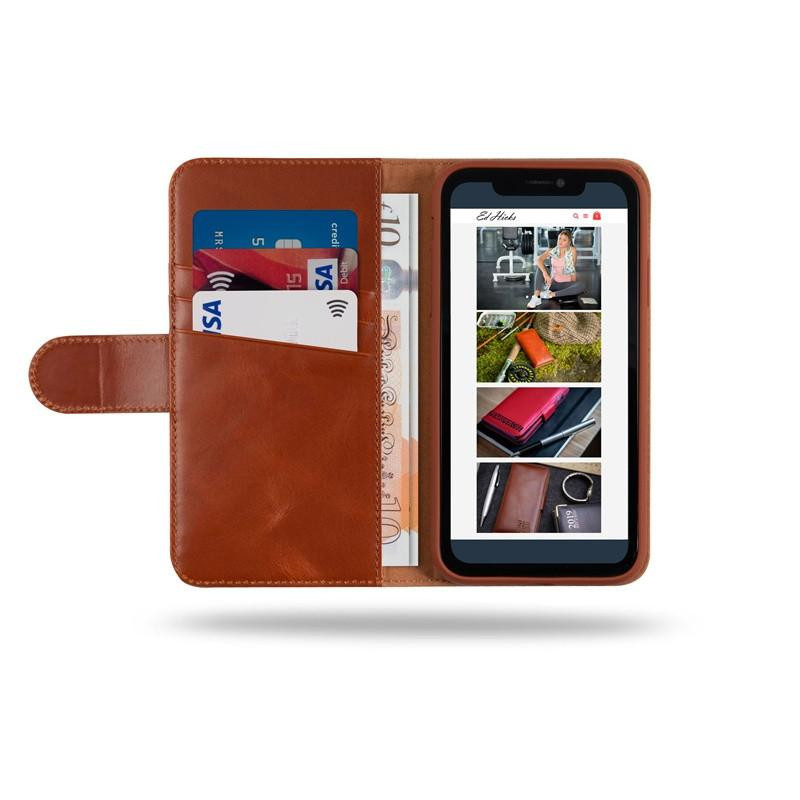 brown leather iPhone 17 Pro wallet card holder case