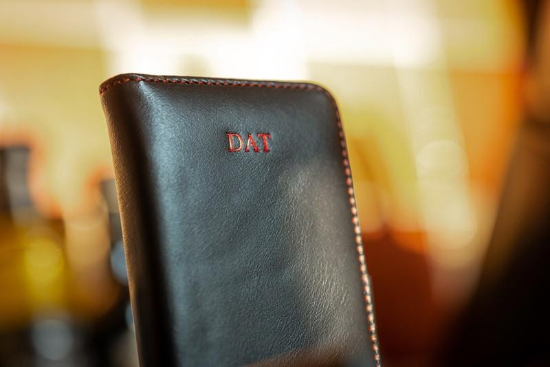 personalised black leather iPhone 17 pro max case