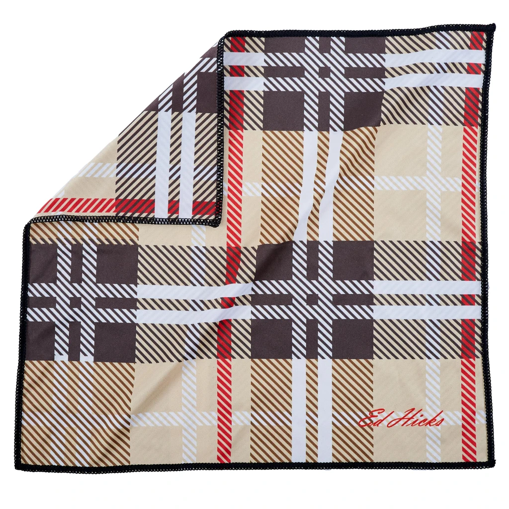 Cream plaid microfibre glasses and screen cleaning cloth