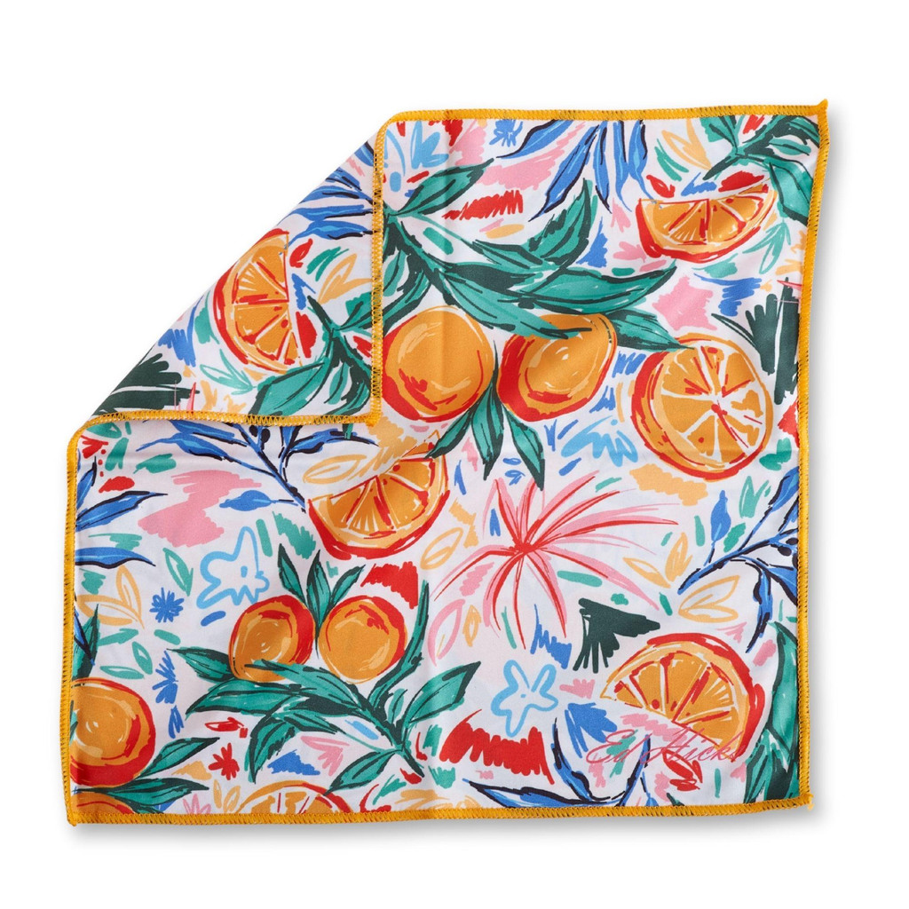 Oranges print microfibre glasses and screen cleaning cloth