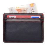 "Pecu" Men's RFID Blocking Credit Card Holder in Vintage Leather - Black and Red