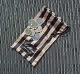 Mini Beach Bag - Soft Glasses Case - Microfibre Pouch with Drawstring - Gold & Black Stripes