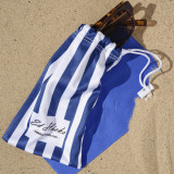 Microfibre sunglasses case in Striped blue and white