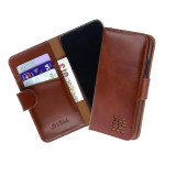 Ed Hicks Apple iPhone 6 6S Brown Real Leather Wallet With Card Holder Slots Magnetic Phone Case