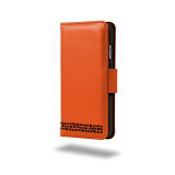Ed Hicks iPhone SE 2020 2nd Gen Real Leather Wallet Phone Case Orange and Black