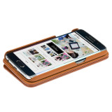 Samsung Galaxy S6 Ultra Slim Brown Leather Flip Fold Over Phone Case